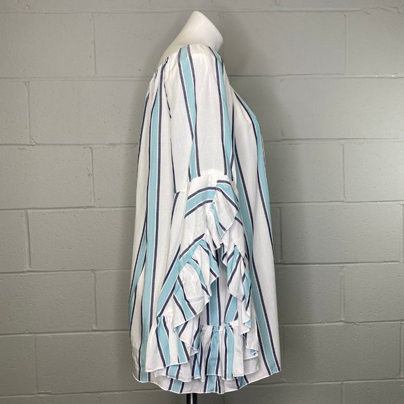 NWT Fever Blue & White Striped Off Shoulder Top - Picture 5 of 7